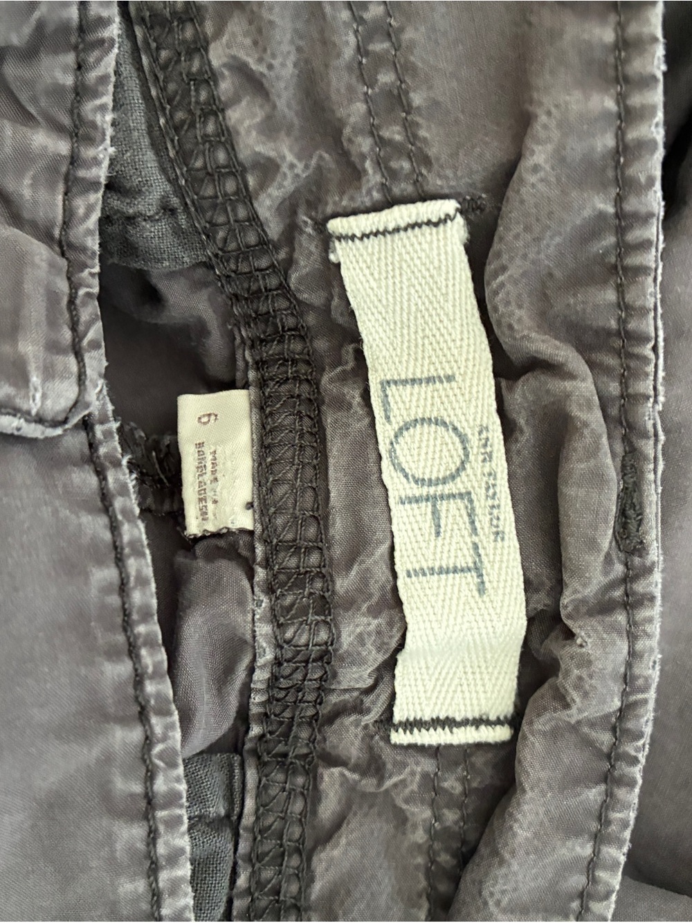 VTG Y2K LOFT Low-Rise Charcoal Cropped Denim Cargo Capris 2000s Distressed Comfy - Picture 6 of 6